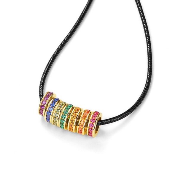 Colorful Zirconia Passepartout Bone Chain S925 Silver Rainbow Circle Transit Necklace Light Luxury Fashion - Image 4
