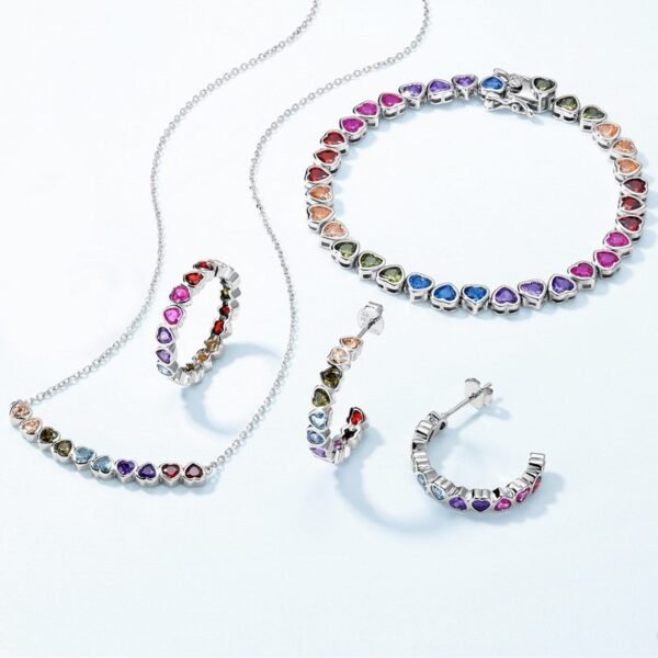 Smile love color zirconia necklace women S925 silver with rainbow zirconia collarbone chain simple light luxury - Image 4