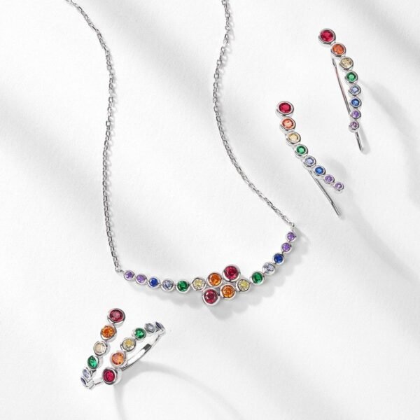 Summer original rainbow bubble necklace S925 silver colorful treasure collarbone chain niche light luxury design sense - Image 4