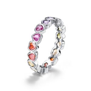 Love color zirconia ring women S925 silver inlaid colorful treasure finger ring wind fashionable and versatile