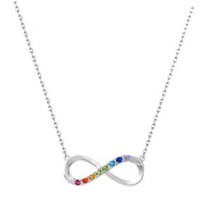 Rainbow Infinity Eight Necklace S925 Silver Mobius Ring Set Colorful Jewel Chain Personalized