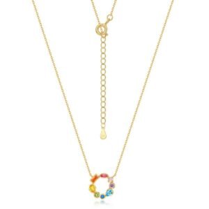 Rainbow zirconia necklace S925 silver full inlaid sparkling colorful treasure collarbone chain light luxury fashion versatile