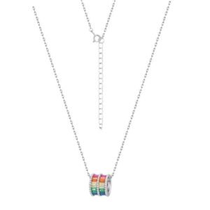Rainbow zirconia necklace women S925 silver ring inlaid colorful treasure fashion collarbone chain light luxury style