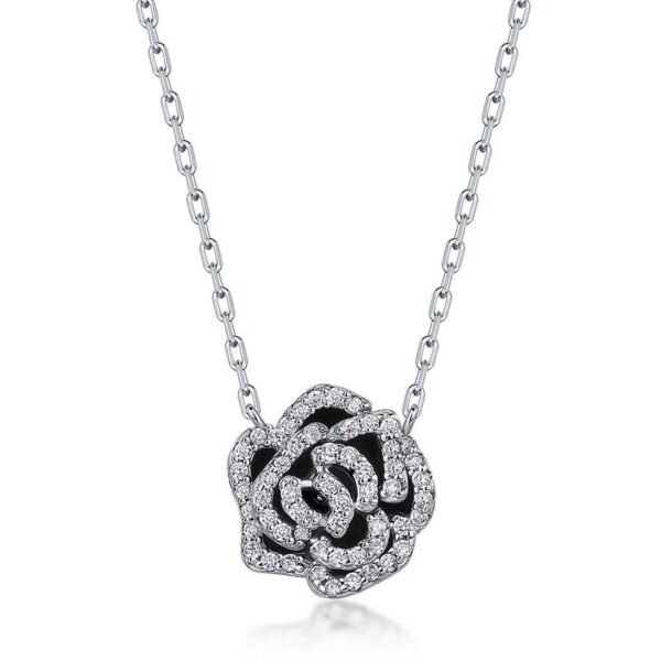 Full diamond rose necklace women S925 silver enameled radiant flowers collarbone chain fashion high-grade versatile