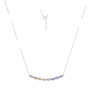 Sweet rainbow twist necklace S925 silver full set color zirconia collarbone chain lightweight luxury fashion versatile
