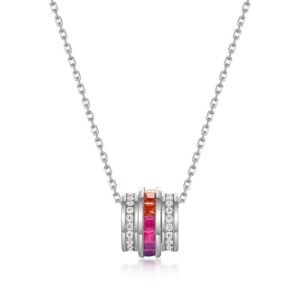 New Passepartout rainbow zirconia necklace female S925 silver inlaid color color treasure collarbone chain