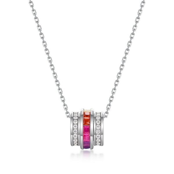 New Passepartout rainbow zirconia necklace female S925 silver inlaid color color treasure collarbone chain