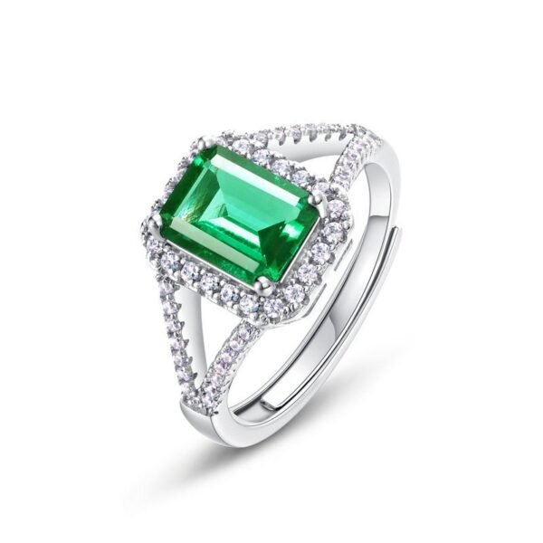 Classic fashion temperament 1.25ct cultivated emerald ring S925 silver fashion gemstone hand jewelry