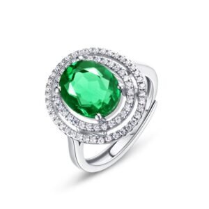 S925 Silver Cultivated Emerald Ring Female Simple Fashion Women's Finger Ring