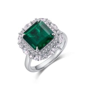 Atmosphere light luxury cultivation emerald ring pendant dual-use models S925 silver cultivation colorful jewelry hand jewelry female