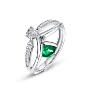 New S925 silver cultivated emerald ring women full of diamonds fashion high sense of jewelry
