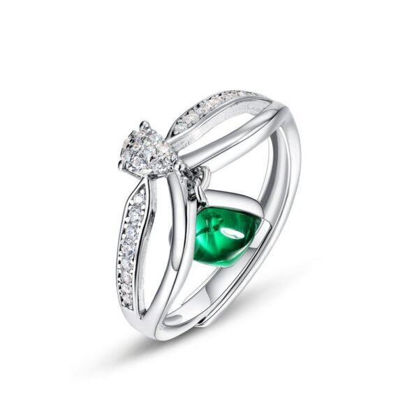 New S925 silver cultivated emerald ring women full of diamonds fashion high sense of jewelry