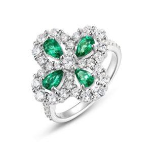 Hotpick snowflake clover colorful jewelry ring women S925 silver with cultivated emerald index finger ring customized