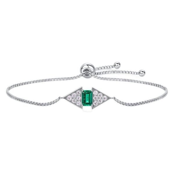 Hot Pick Geometric Patchwork Cultured Emerald Bracelet Women's S925 Silver Cultured Ruby Hand Jewelry