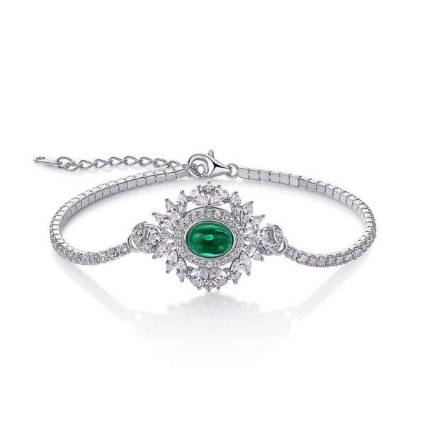 Light luxury retro cultivated emerald bracelet women S925 silver inlaid cultivated colorful treasure fashion hand jewelry