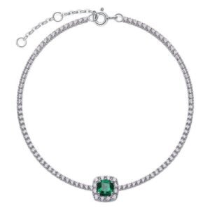 Classic light luxury vintage cultivation emerald bracelet S925 silver cultivation colorful treasure hand jewelry simple and versatile