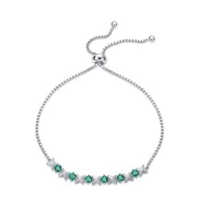 Light luxury fashion cultivated emerald bracelet S925 silver set cultivated colorful treasure adjustable hand jewelry versatile