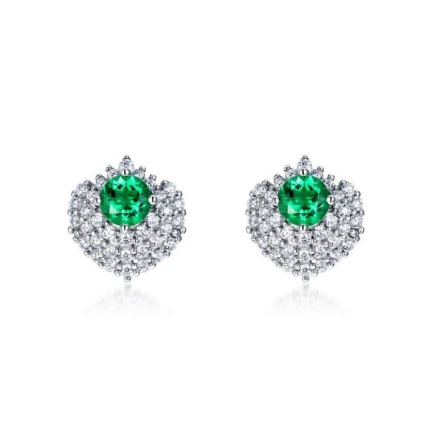 S925 silver earrings cultivated emerald female retro light luxury wind earrings