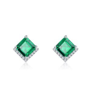 New S925 silver cultivated emerald earrings female earrings retro noble wind holiday gift