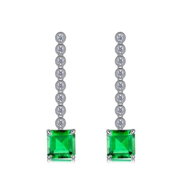 S925 silver cultivated emerald earrings female chain design earrings simple noble atmosphere