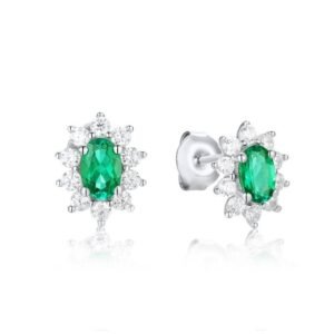 Cultivate emerald earrings S925 silver earrings female temperament niche design jewelry