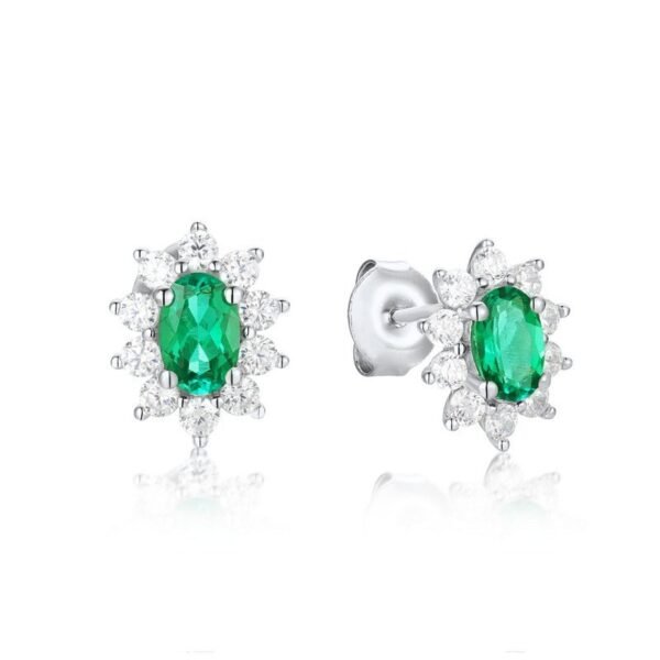 Cultivate emerald earrings S925 silver earrings female temperament niche design jewelry