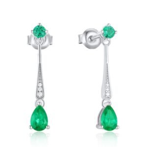 Section fashion ear wire earrings light luxury niche S925 silver cultivated emerald earrings