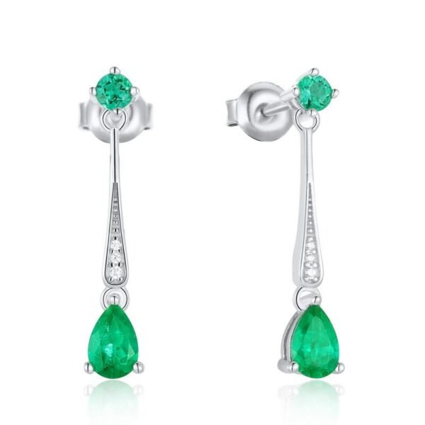 Section fashion ear wire earrings light luxury niche S925 silver cultivated emerald earrings