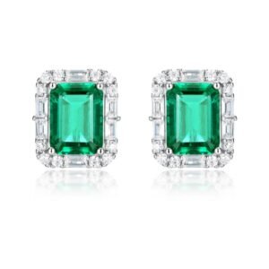 Light luxury cultivation emerald earrings female S925 silver with cultivation colorful earrings customized