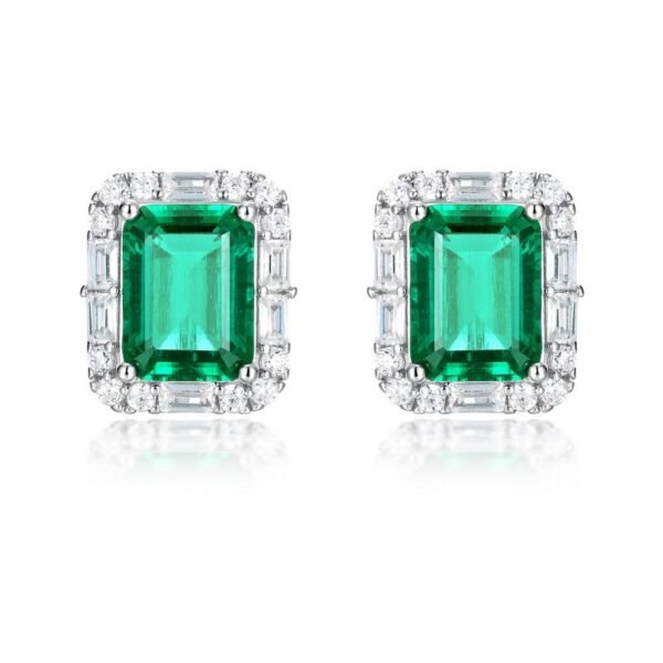 Light luxury cultivation emerald earrings female S925 silver with cultivation colorful earrings customized