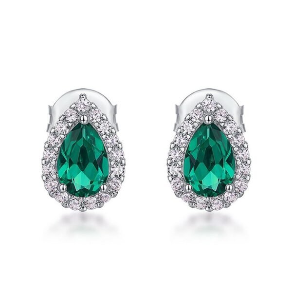 Simple light luxury drop earrings female S925 silver inlaid cultivation colorful treasure personalized earrings spot customization