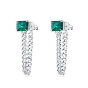 Rampage sister-in-law with long tassel cultivated emerald earrings female S925 silver inlaid cultivated colorful treasure earrings retro