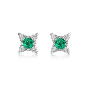 New S925 silver cultivation emerald earrings female small fresh exquisite fashion earrings holiday gift