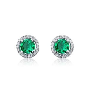 S925 silver earrings cultivated emerald earrings female retro light luxury wind earrings