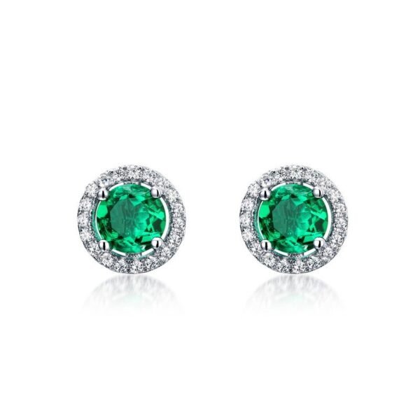 S925 silver earrings cultivated emerald earrings female retro light luxury wind earrings