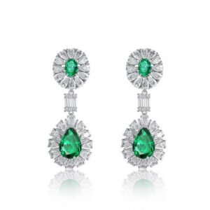 S925 silver cultivated emerald atmosphere earrings female retro noble temperament wind earrings gift