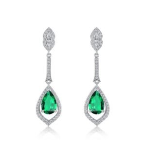 S925 silver cultivated emerald earrings female full set gemstone earrings retro noble wind customized