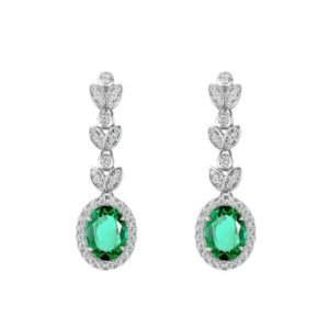Cultivate emerald fashion earrings S925 silver full set colorful treasure leaf earrings vintage light luxury