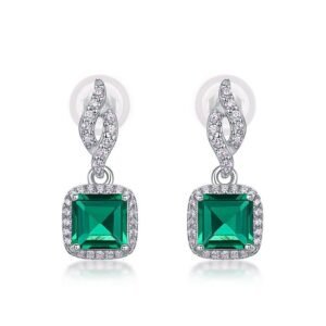 Light luxury classic cultivation emerald earrings female S925 silver inlaid cultivation colorful treasure earrings stud earrings customized