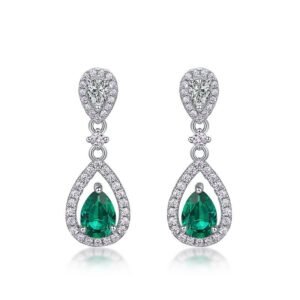 Hot pick light luxury heavy duty cultivated emerald drop long earrings S925 silver cultivated colorful treasure earrings customized