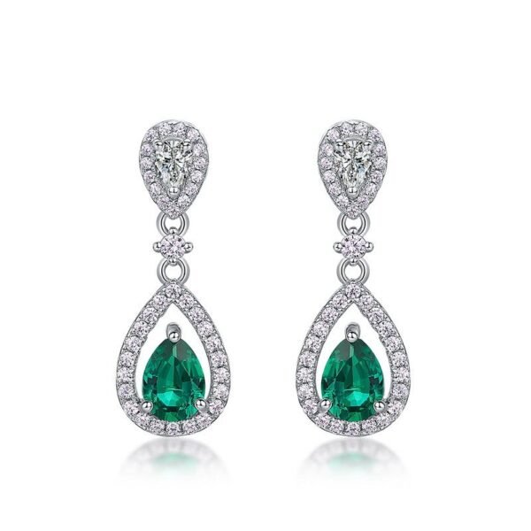 Hot pick light luxury heavy duty cultivated emerald drop long earrings S925 silver cultivated colorful treasure earrings customized