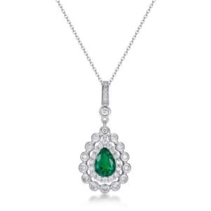 S925 Silver Cultivated Emerald Pendant Women's Light Luxury Style Necklace Necklace
