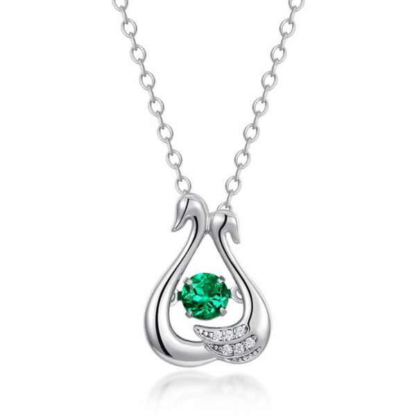 Trendy Swan Spirit Necklace Women S925 Silver Cultivated Emerald Vintage Collarbone Chain Retro Light Luxury