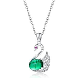 Fashion swan set cultivated emerald necklace female S925 silver cultivated colorful treasure collarbone chain light luxury