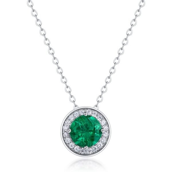 Hot sale complete cultivation emerald necklace pendant S925 silver with cultivation colorful treasure full diamonds collarbone chain customized