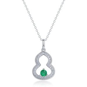 Hot sale blessing cultivation emerald full diamond necklace S925 silver with cultivation colorful treasure gourd collarbone chain customized