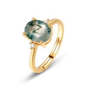 S925 silver green moss ring aqua agate women finger ring noblewish new product