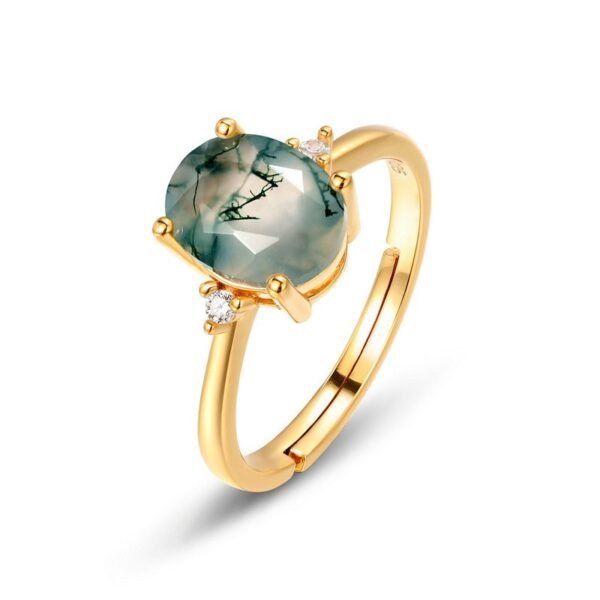 S925 silver green moss ring aqua agate women finger ring noblewish new product