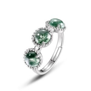 S925 Silver Green Moss Ring Three Stone Vintage Open Finger Ring Amazon