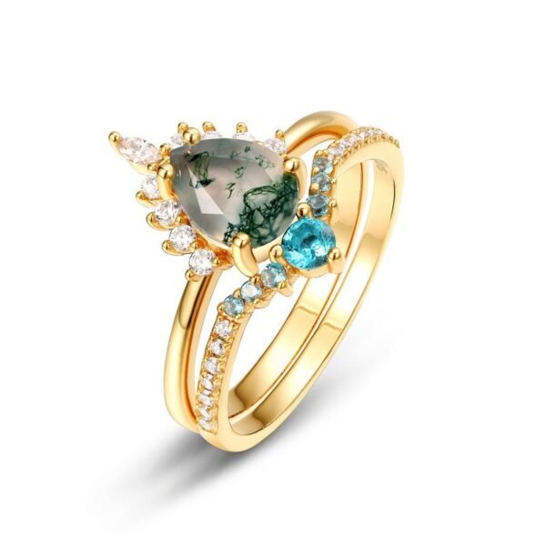 Hot sale wind S925 silver green moss ring female watercress agate finger ring light luxury fashion versatile